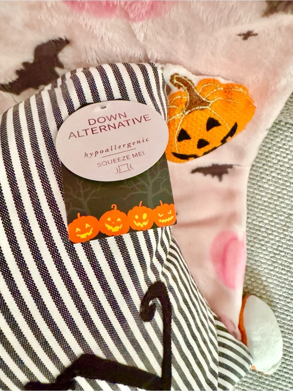 Halloween Spooky Ghosts Stripped Pillow Jack O’ Lantern Pumpkins NWT